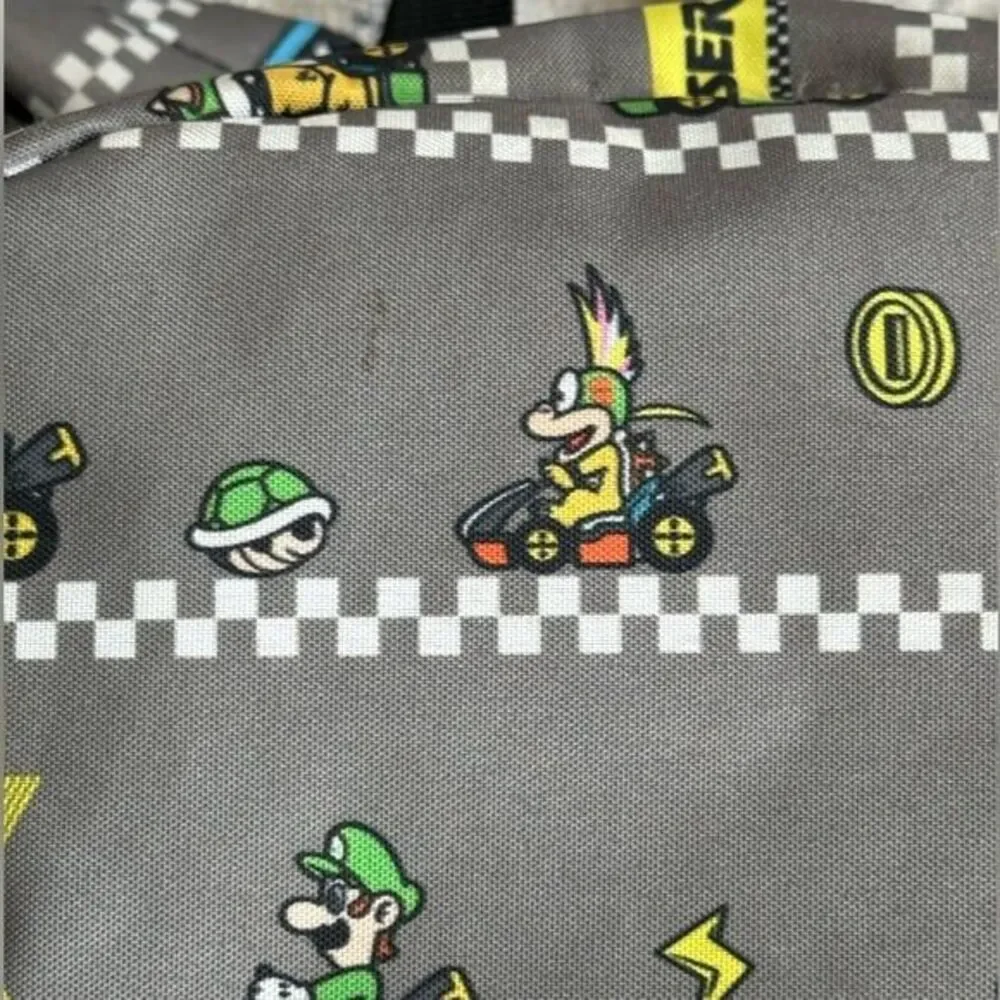 Nintendo Mario Kart Kids Spencer’s Gifts Colorful Printed Zip Pocket Backpack.
